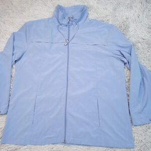 Line Up Jacket Womens XL Blue Windbreaker Pockets‎ Zip Up Lightweight Casual